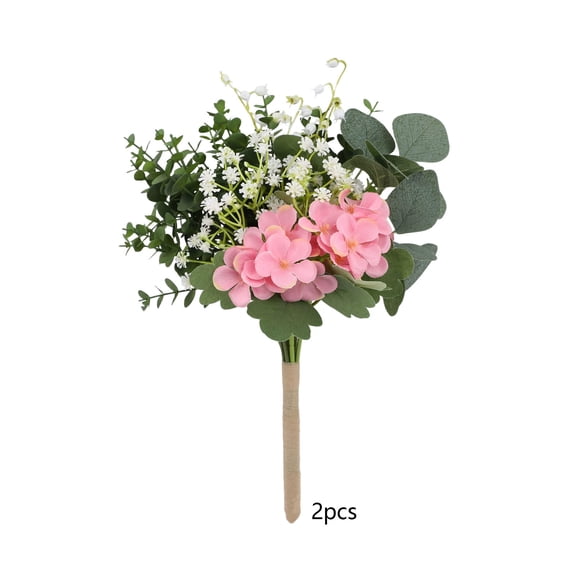 Partheme Rustic Style Artificial Flower Bouquets 2 Pack. for Wedding Venue Floral Arrangements Decorative Pieces Photo Props. No Watering Needed Cream Pink, Pink