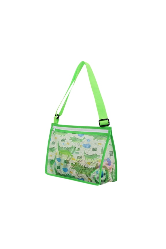 Shell Bags Beach Toy Mesh Bag Shell Tote Bag Colorful Beach Net Bag with Adjustable Carrying Straps for Swimming Accessories Storage Boys and Girls Seashell Collection , Green