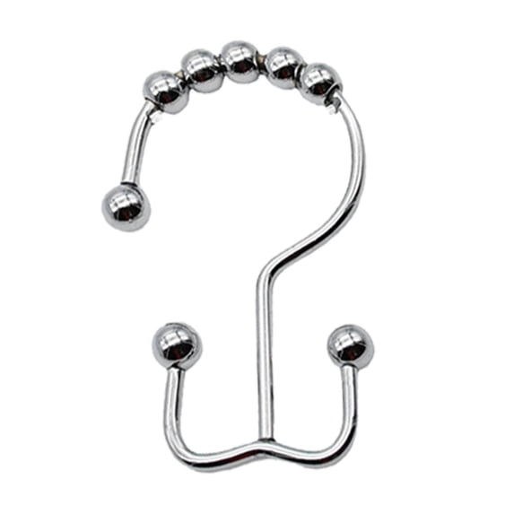 Partheme Shower Curtain Hooks,Rustproof Metal Shower Curtain Rings,Free Sliding Double Shower Hooks for Shower Curtain&Liners,Shower Curtain Hangers for Bathroom Shower Curtain Rods Curtains,Silver