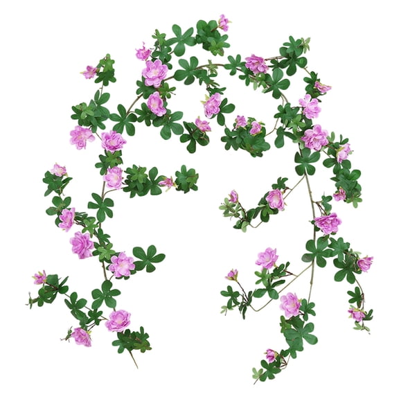 Partheme Simulation Rose Vines Fake Flowers Decorative Rattan, Artificial Conditioning Pipe Winding Plastic Vine for Wall Cover Up, 70.9in, Purple