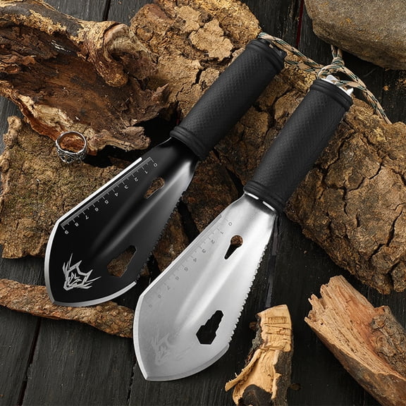 Partheme Small Camping Shovel, Mini Hand Shovel, Portable Backpacking Trowel, Ultralight Compact Multitool for Camping, Gardening, Outdoor Survival, Black