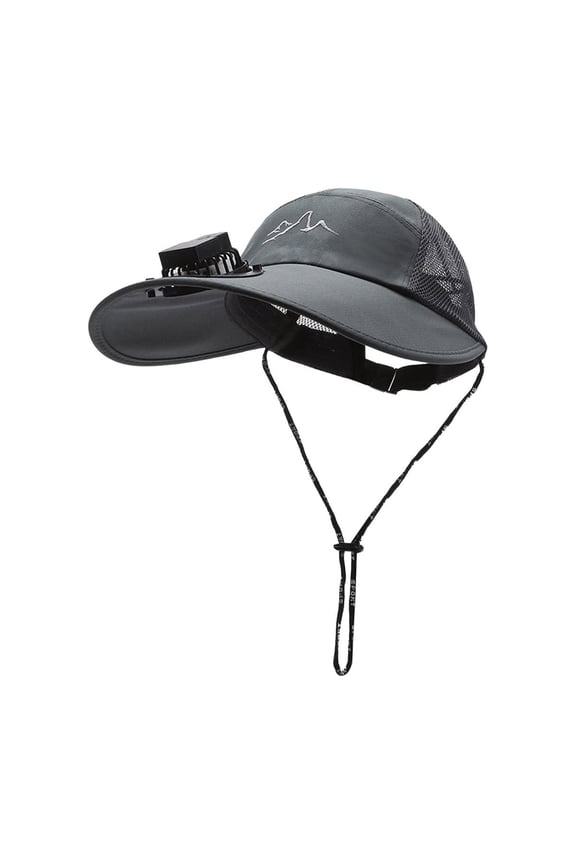 Sombrero Solar, Solar Fan Hat,Wide Brim Sun Hat for Outdoor Fishing,Hiking Gardening , Dark Gray