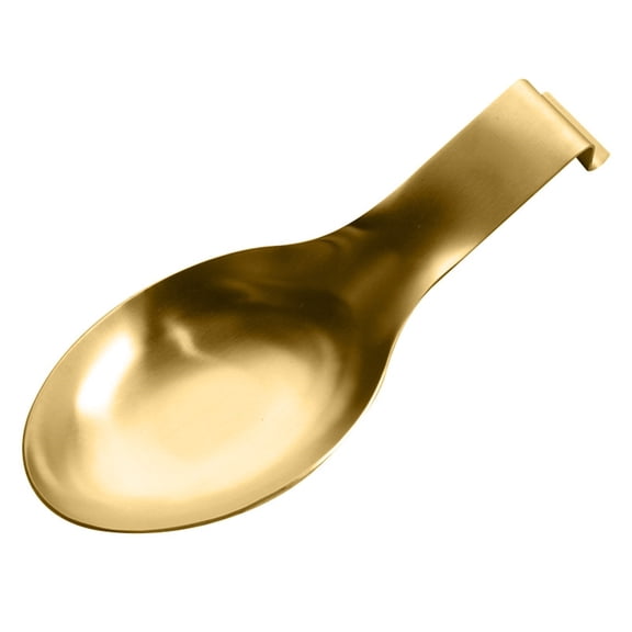 Partheme Spoon Rest for Kitchen Counter Cooking Utensil Rest Spoon Ladle Holder for Stove Top Large Size Spatula Rest Dishwasher Safe , Gold