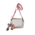 thumbnail image 1 of Partheme Summer Wide Strap Small Square Bag Transparent Shoulder Crossbody Phone Purse, Clear PVC Handbag for Stadium, Concert Travel Daily Use, Pink, 1 of 6