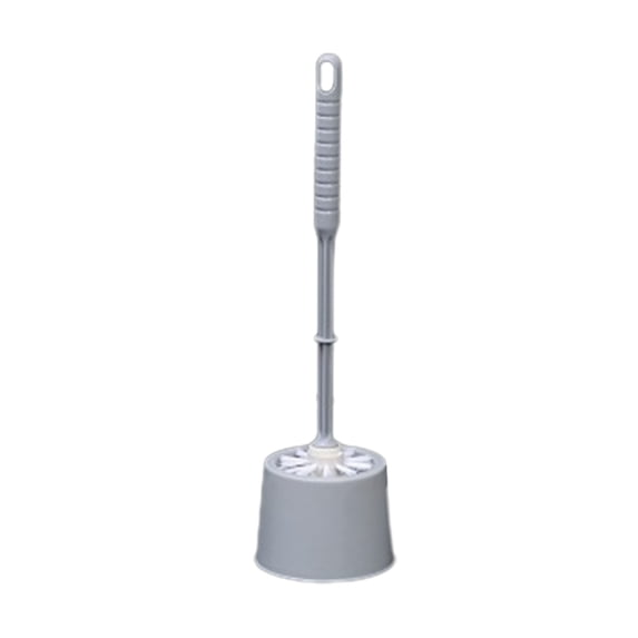 Partheme Toilet Brush and Holder Set, Long-Handle Toilet Brush, Non-Slip Grip, Nylon Bristles, Deep Cleaning for Bathroom, Toilet Scrubber, Gray
