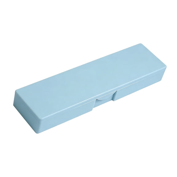 Partheme Translucent Frosted Stationery Box Student Storage Pencil Case, Multifunctional Double Sided Plastic Macaron Pencil Box, 7x3x1in, Blue