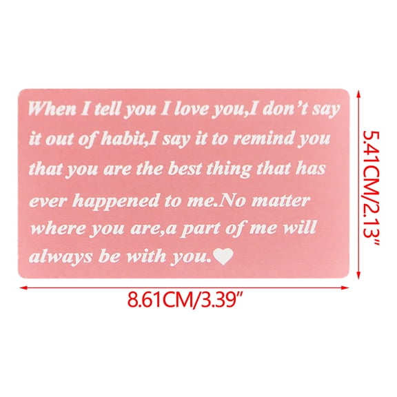 Partheme Wallet Card I Love You Note for Him Romantic for Husband or Wife for Anniversary Valentine's Day Durable Engraved Love Card for Men Women Stays in Their Wallet Forever, Orange