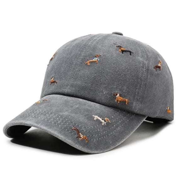 Partheme Washed Soft Top Baseball Cap, Vintage Faded Puppy Embroidery Curved Brim Hat, 100% Cotton Breathable Unisex Adjustable Cap for Spring Summer Outdoor Travel Streetwear Daily Use, C