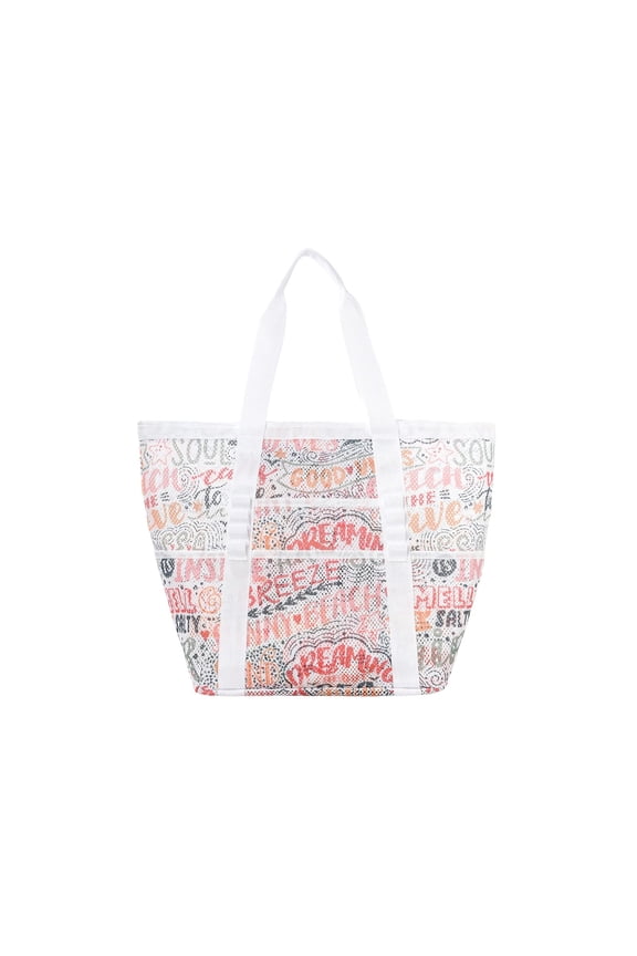 Women Men Teenagers Colorful Beach Pouch Bag, Mesh Tote for Home Travel Office Picnic Work, Large Capacity, C