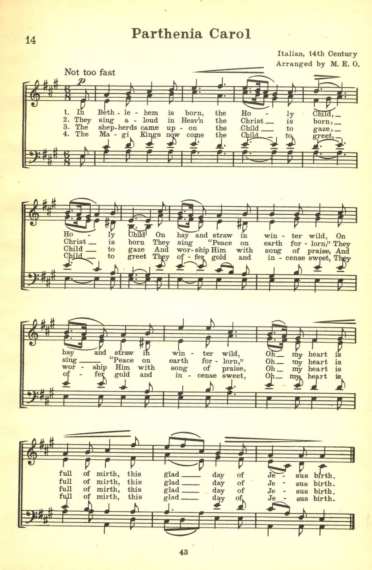 Parthenia Carol No???ls A Collection of Christmas Carols 1932 Canvas Art -  (18 x 24)
