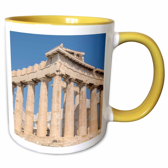 3drose, Parthenon, Acropolis, Athens, Greece, 11oz Two-tone Yellow Mug