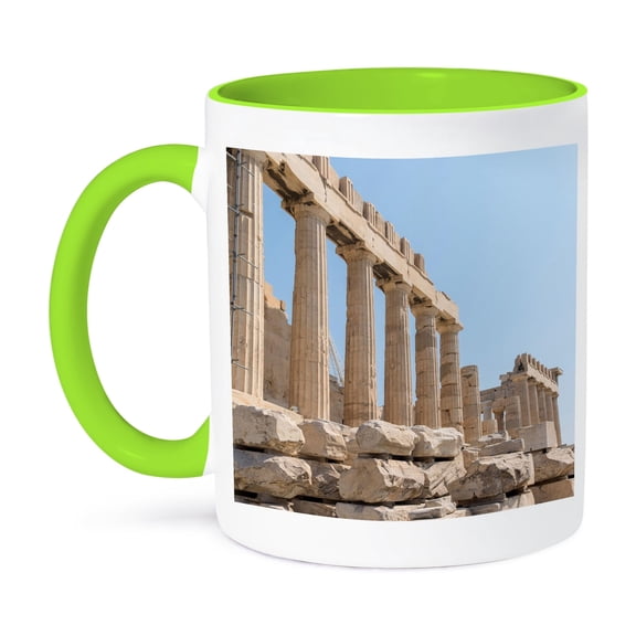 3dRose, Parthenon, Acropolis, Athens, Greece, Europe, 15oz Two-Tone Green Mug