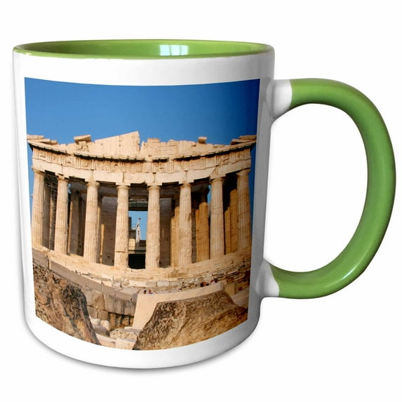 3drose, Parthenon, Ancient Architecture, Acropolis, Athens, Greece - Eu12 Pri0104 - Prisma, 15oz Two-tone Green Mug