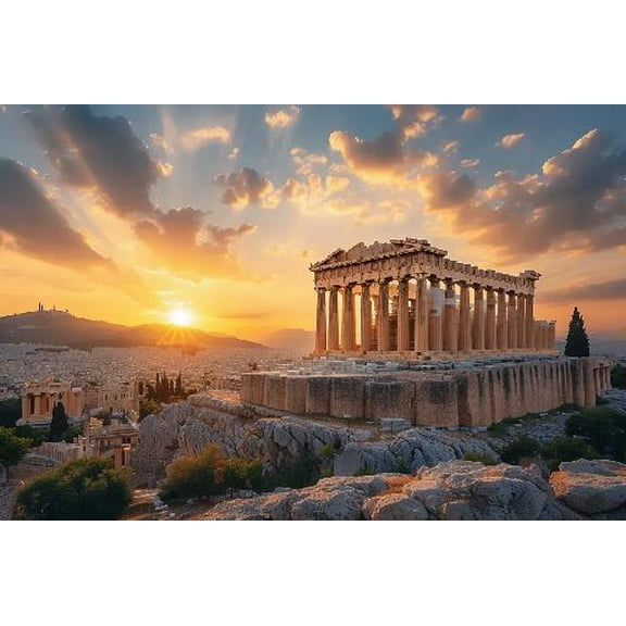 The Parthenon Temple at The Acropolis of Athens Jigsaw Puzzle 1000 Pieces Greece Wooden Puzzle Educational Toys Home Game for Friends Family Teens Adults