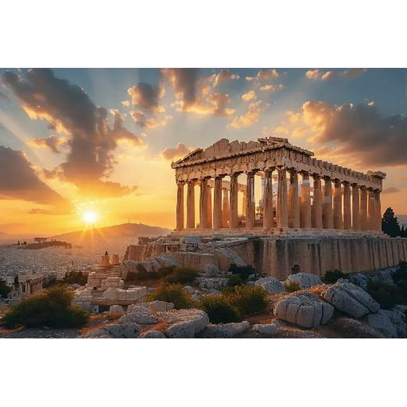 The Parthenon Temple at The Acropolis of Athens Jigsaw Puzzle 300 Pieces Greece Wooden Puzzle Educational Toys Home Game for Friends Family Teens Adults