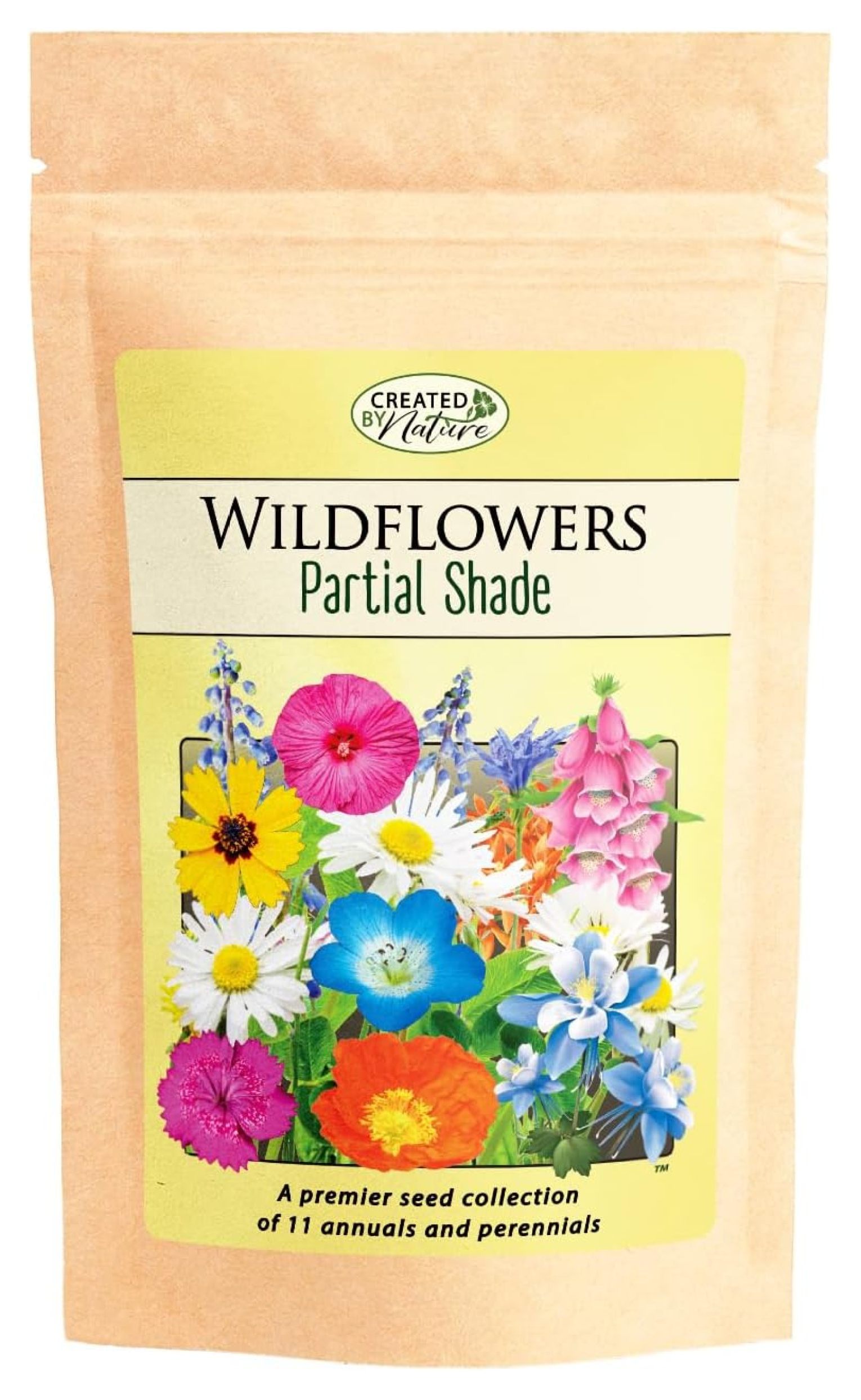 Partial Shade Wildflower Seed Mix, Covers 325 Sq Ft, 11 Flower