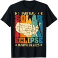 Partial Solar Eclipse Path 2025 March USA American Map Retro TShirt