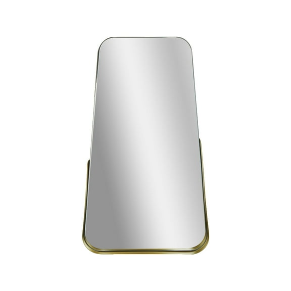 Partial Thin Gold Raised Lip Metal Framed Oblong Cone Shaped Accent Mirror