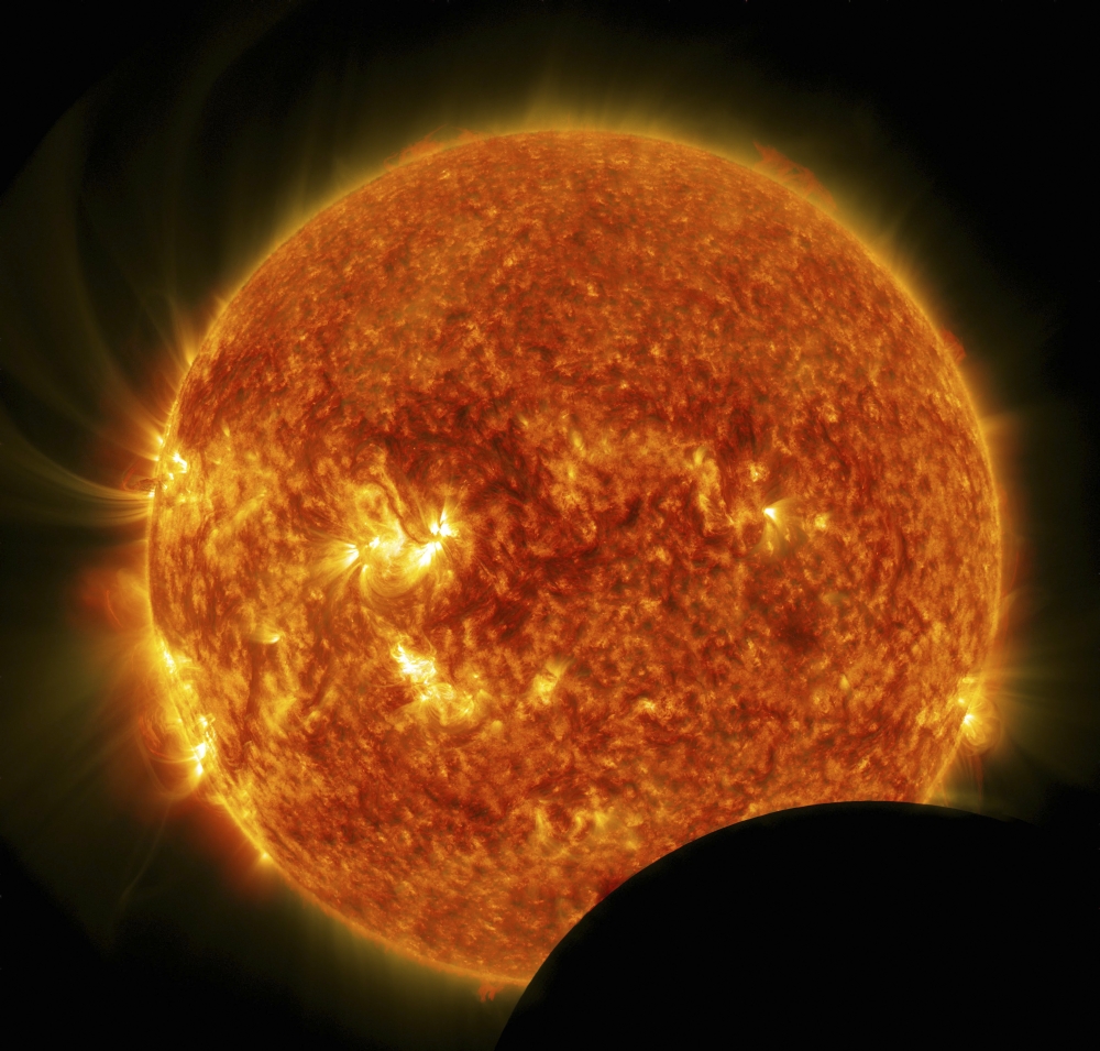 Partial solar eclipse Canvas Art - Stocktrek Images (29 x 28)