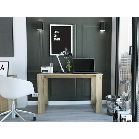 Particle Board 120 Desk In Beige - 27.6 In. Long For Bedroom Use Writing Oak Finish Board, 37.71 Lb