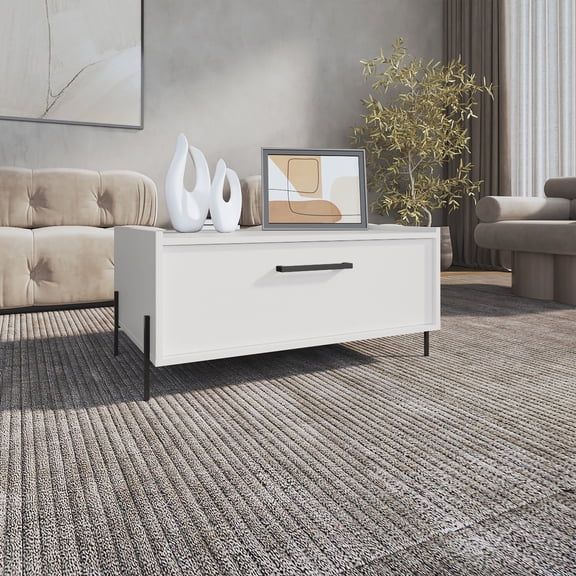 Particle Board, 15.6-inch High - Pull-down Cabinet and Open Shelf Storage - Main Living Room - Durable Construction