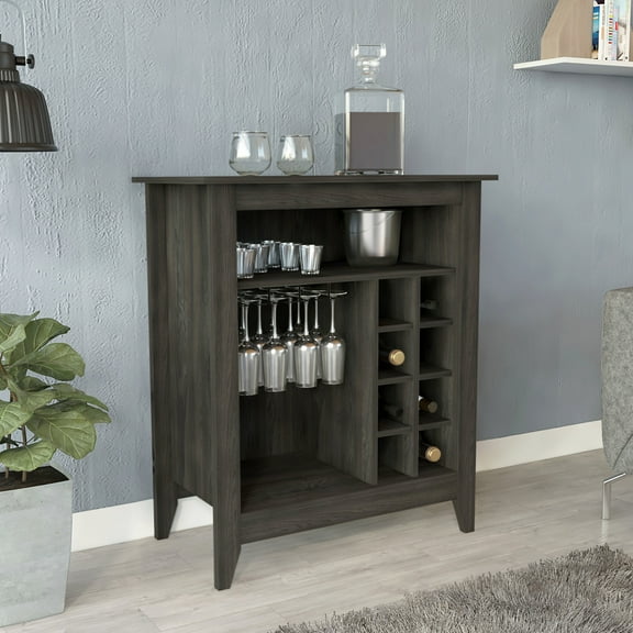 Particle Board Bar Cabinet With Six Wine Rack Compartments And Drawer Slots One Storage