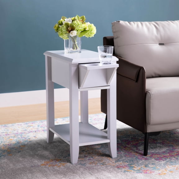 Particle Board Chairside Table in White Color | For Holding Drinks and Showcasing Decor | Create a Cozy Living Room