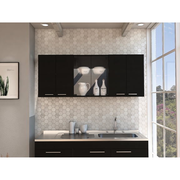 Particle Board Construction - Dish Rack Function - Kitchen Display - Two Double Doors for Showcase