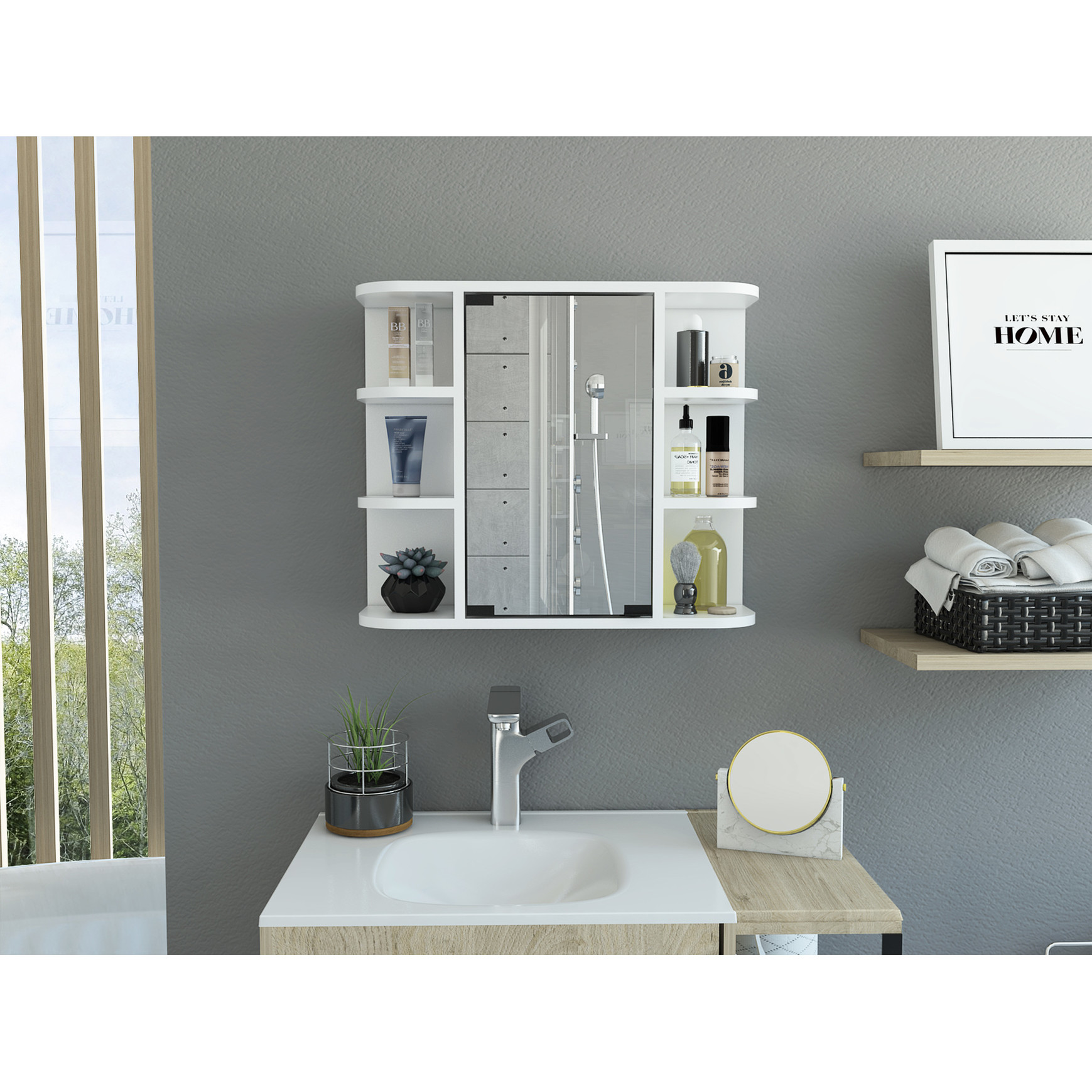 Particle Locker Particle Board Construction - Six External Shelves Mirror - Gym Locker ...