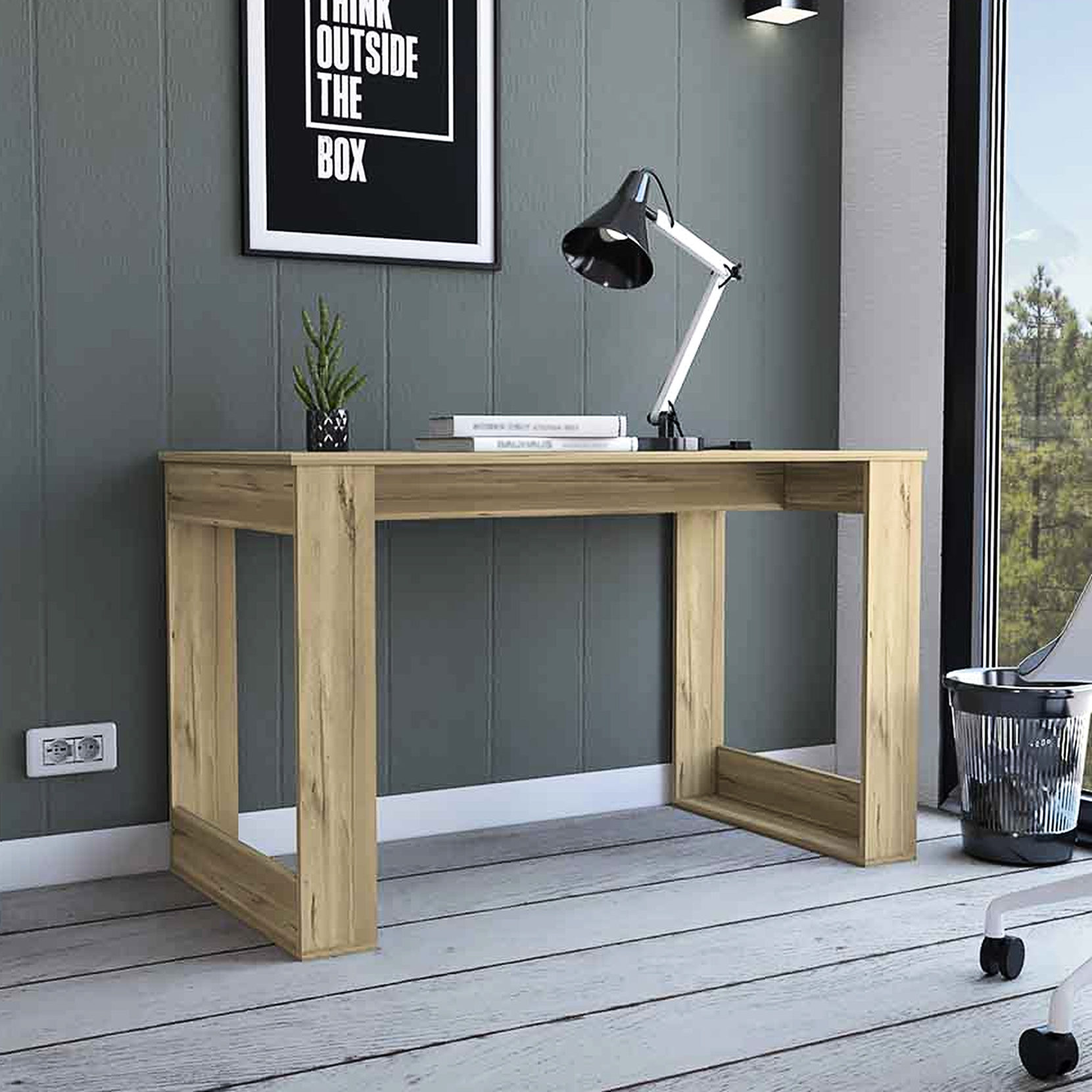 Light Particl Particle Board Desk with Light Oak Color / Durable for Office Use ...