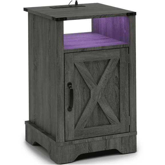 Particle Board+MDF Bedside Table in Dark Gray, Bedside Storage and Modern Styling for Home Bedding Profile