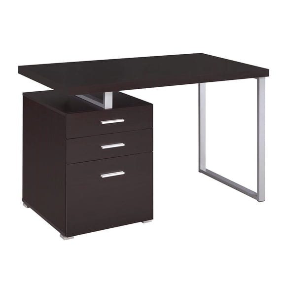 Particle Board+MDF Office Desk with 2 Storage Drawers 1 File Cabinet in Cappuccino for Space-Saving