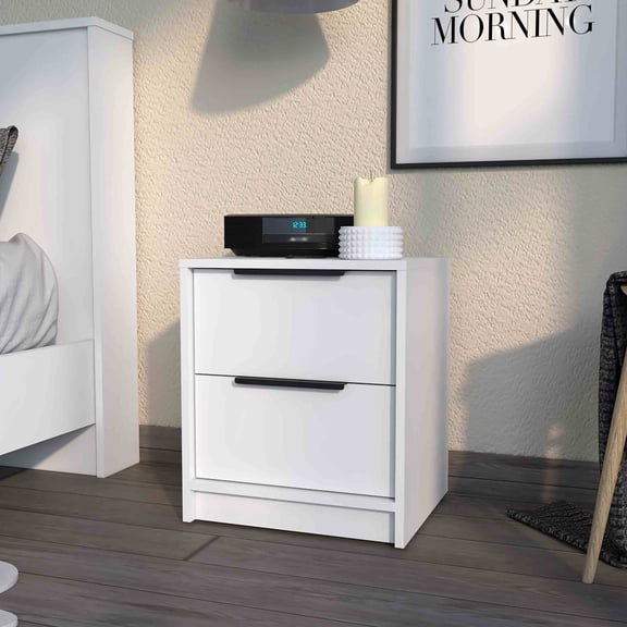 Particle Board Main - Two Drawer Storage - Bedside Placement - Store Personal Things