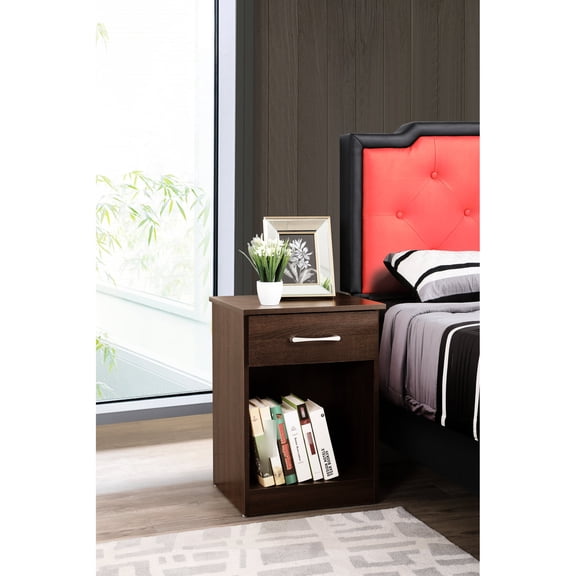 Particle Board Wenge Brown Nightstand / Keep Bedside Things Conveniently