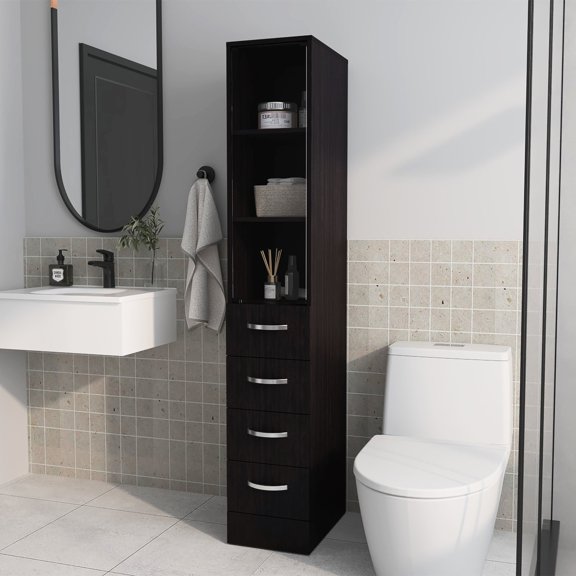 Particle Board and Melamine Material | Functions in Bathroom to Store Towels and More | Ensures Durable and Long-lasting Use