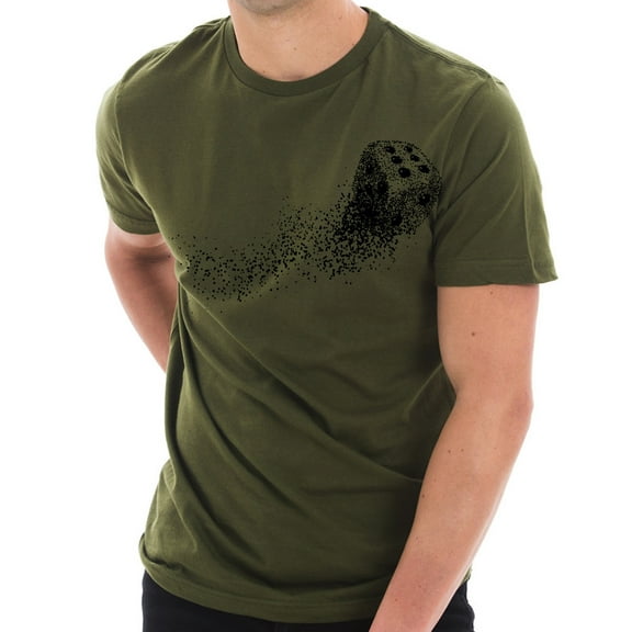 Particle Dice Embroidered Unisex Ring Spun Combed Cotton Short Sleeve Deluxe Jersey T-Shirt - Army Green 3XL