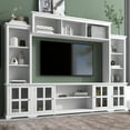 thumbnail image 1 of Particle board Entertainment Wall Unit with 3 Bookshelves, 6 Display Cabinets, 2 Semi-open Shelves and 4 Wine Cabinets, TV Stand with Tempered Glass Door, White, 1 of 9