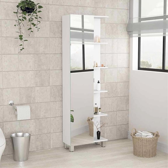 Four Exterior Open Shelves - 62" Tall Linen Cabinet for Space Utilization