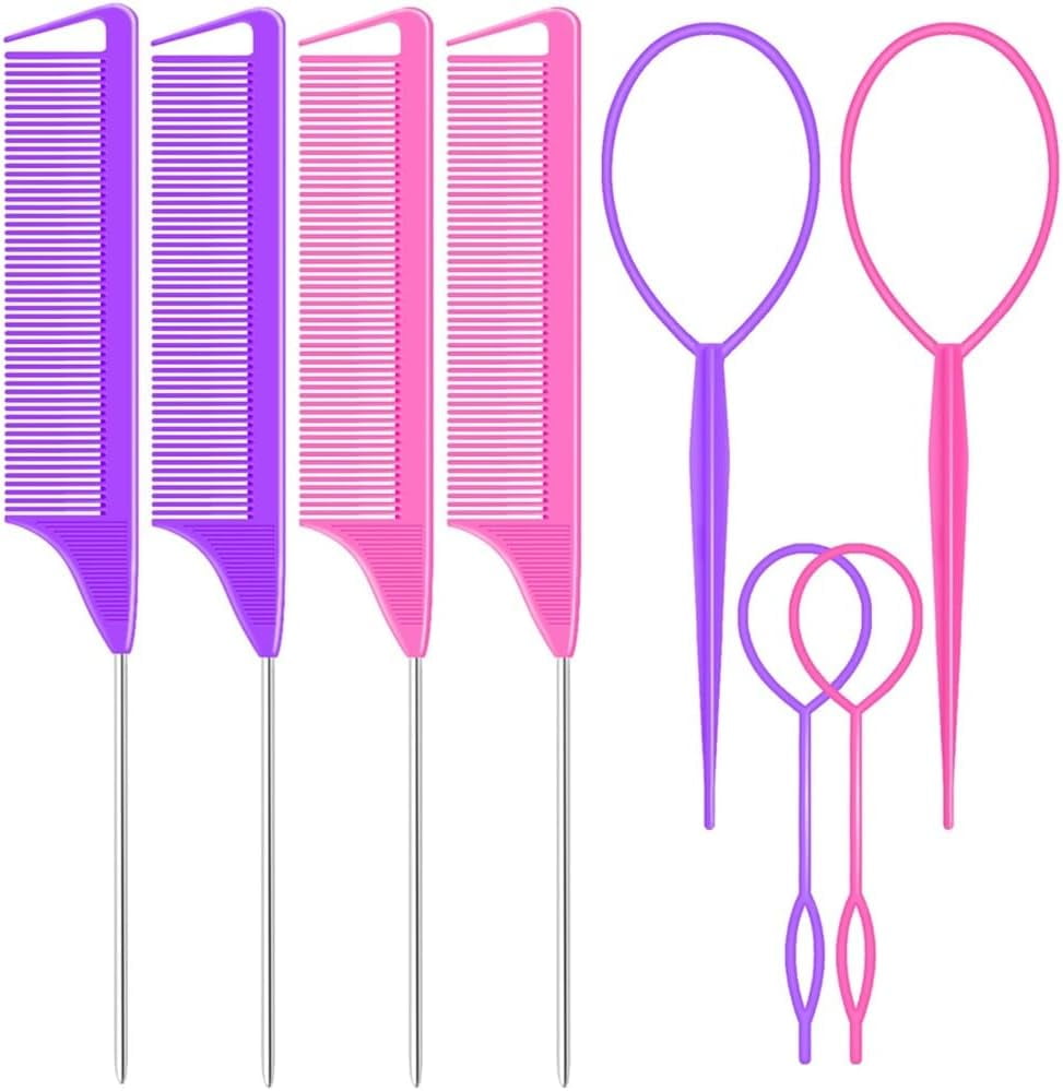 14 Pcs Hair Braiding Tool 2 Pieces Magnetic Pin Wristbandand 4 Pcs Braiding  Comb for Parting with 8 Pcs Wide Teeth Alligator Sectioning Hair Clip for  Hair Braid Tool Braid Maker (Purple Pink)