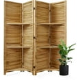 thumbnail image 1 of Partition Room Dividers, Folding Wood Privacy Screen with Display Shelves Suitable for Home Office, Study, Art Display - Panel Divider, 1 of 16