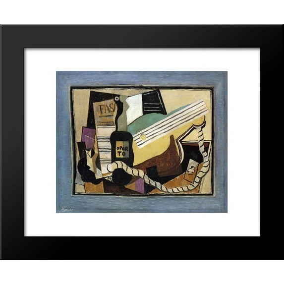 Partition, bottle of port, guitar, playing cards 20x24 Framed Art Print by Pi...