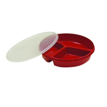 Partitioned Scoop Dish w/Cover, Red, 8"