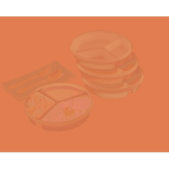 Partitioned scoop dish w/cover, sandstone, 8"