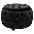 thumbnail image 1 of Partner Furniture 28" Round Velvet Tufted Storage Ottoman in Black, 1 of 7