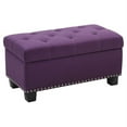 thumbnail image 1 of Partner Furniture 35.5" Rectangle Fine Linen Tufted Storage Ottoman in Purple, 1 of 9