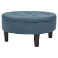 thumbnail image 1 of Partner Furniture 36" Round Faux Leather Tufted Storage Ottoman in Blue, 1 of 8