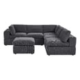 thumbnail image 1 of Partner Furniture Corduroy Fabric Modular Sectional with Ottoman in Dark Gray, 1 of 10