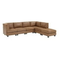 thumbnail image 1 of Partner Furniture Faux Leather Easy to Assemble Sectional Sofa, Caramel, 1 of 10