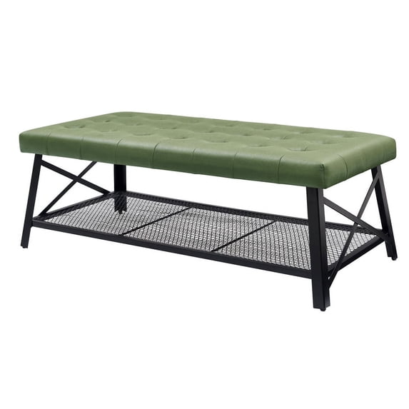 Partner Furniture Leather-Like Upholstered Coffee Table in Green