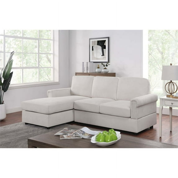 Partner Furniture Polyester Blend Fabric 83" Sofa & Chaise in Ivory